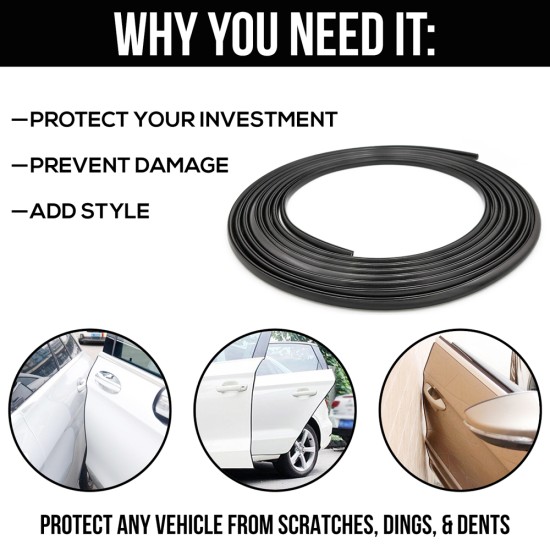 UShape Black Door Edge Guard Pack; 18' Roll 1/4” Wide,